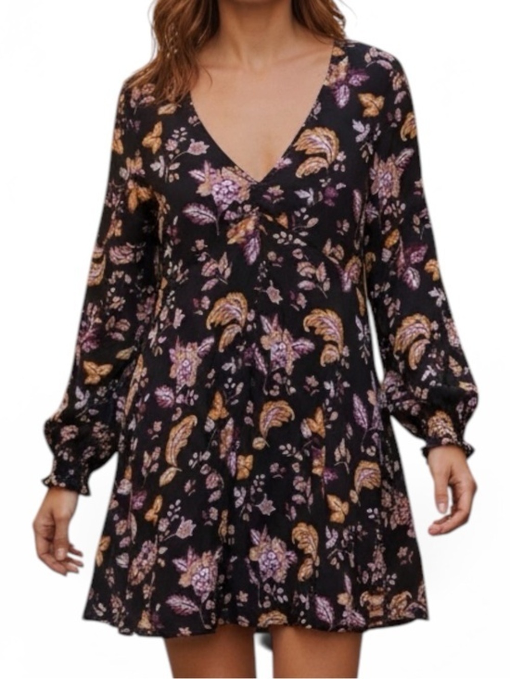 Forever 21 floral mini dress v neck size large